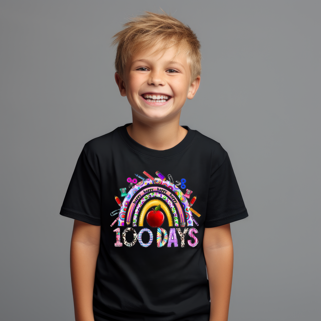 Kid's 100 Days Boho Rainbow t-shirt