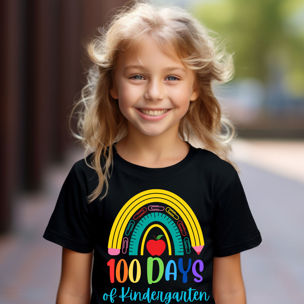 Kid's 100 Days of Kindergarten Rainbow t-shirt