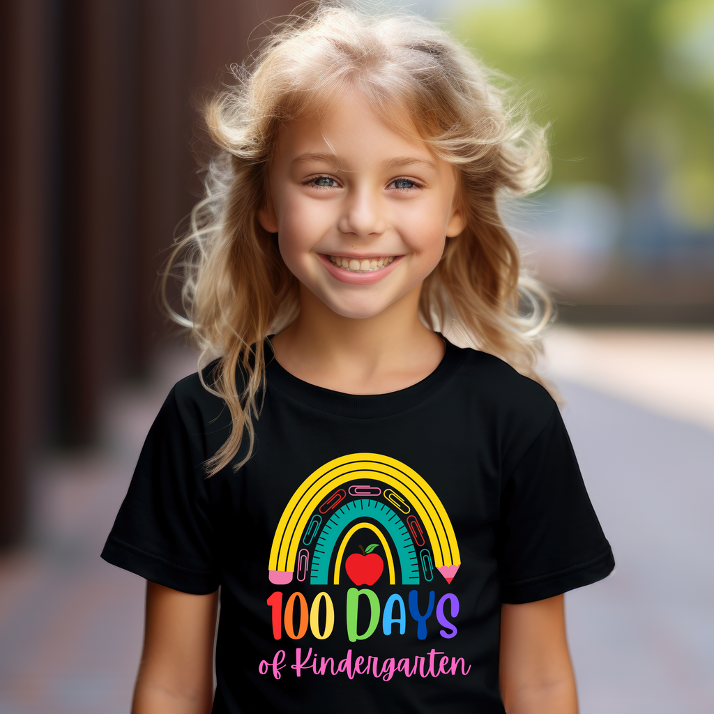 Kid's 100 Days of Kindergarten Rainbow t-shirt