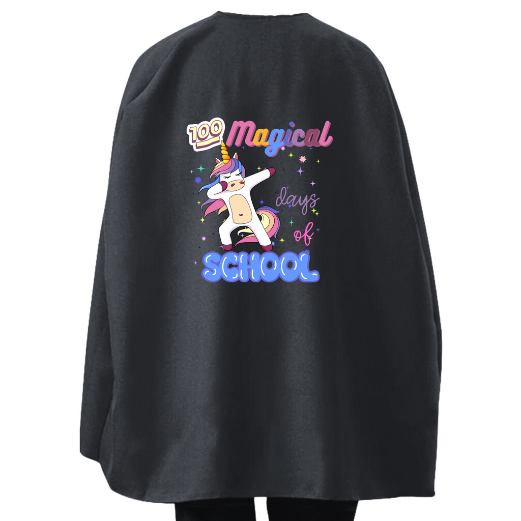 Student or Teacher Cape - New Dabbing Unicorn 100 Magical Days of School