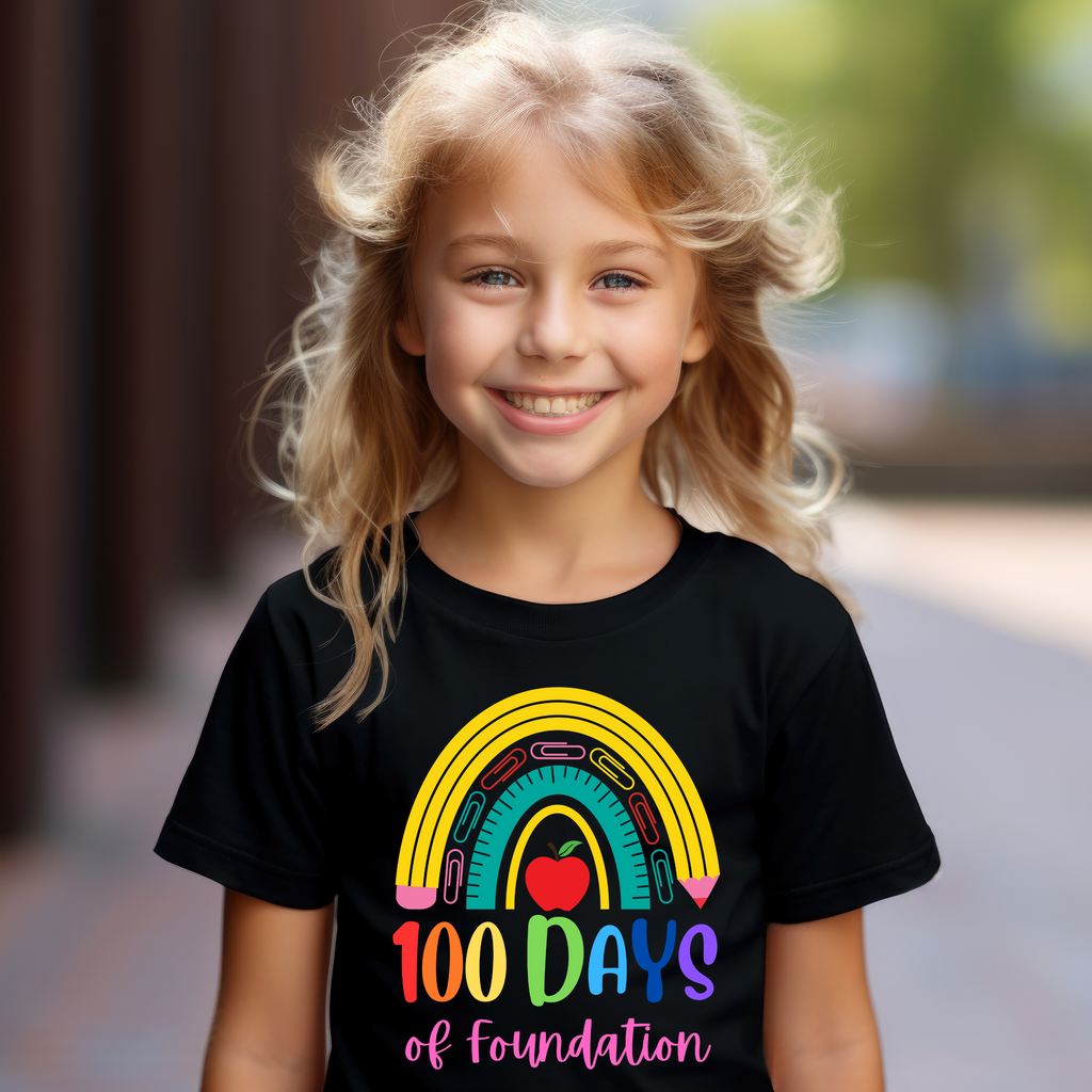 Kid's 100 Days of Foundation Rainbow t-shirt