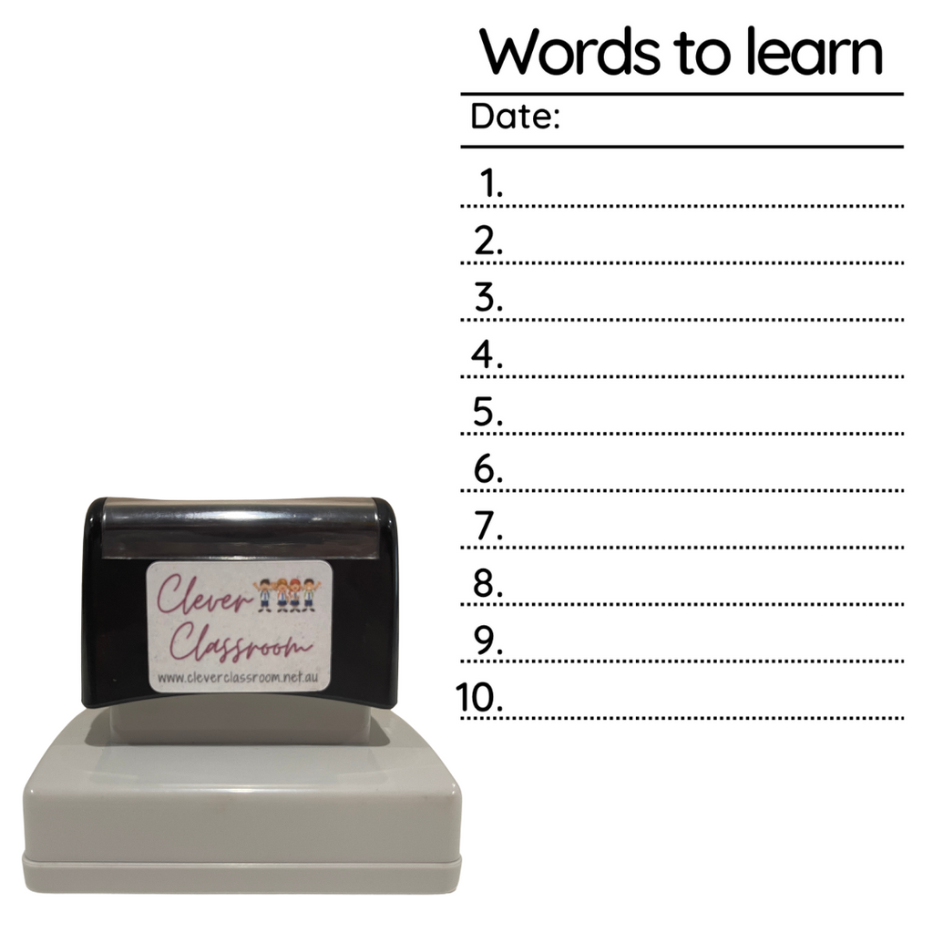 Words to Learn Stamp (10 words) - Rectangle 43 x 67mm