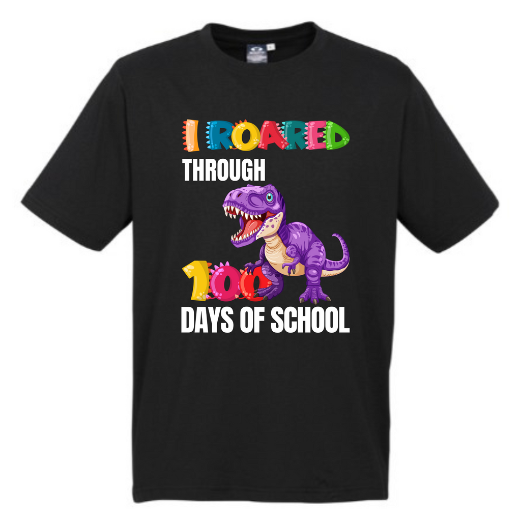 Kid's I roared through 100 Days Purple Dinosaur t-shirt