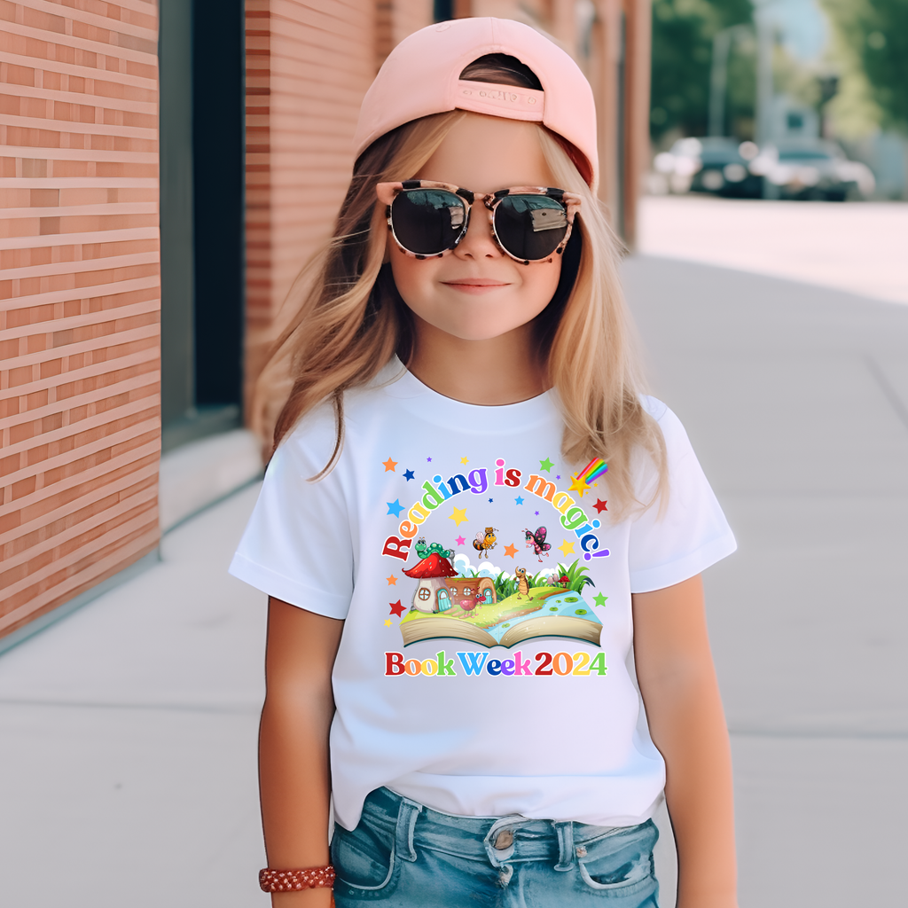 Kid's Book Week - Reading is Magic - Rainbow t-shirt