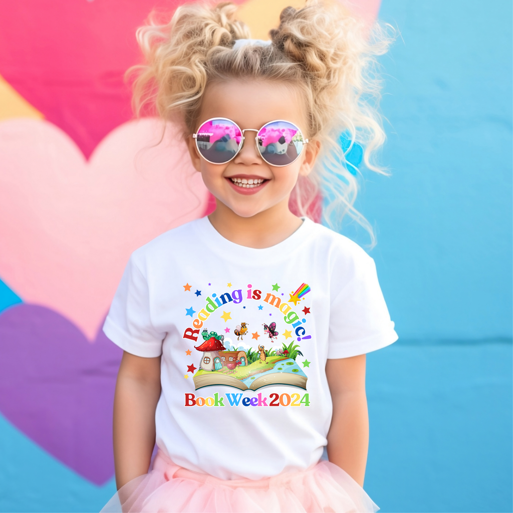 Kid's Book Week - Reading is Magic - Rainbow t-shirt