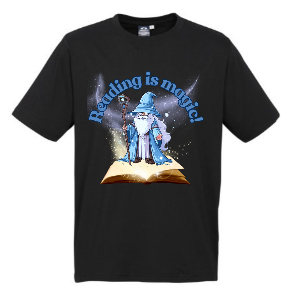 Kid's Book Week - Reading is Magic - Blue Wizard t-shirt