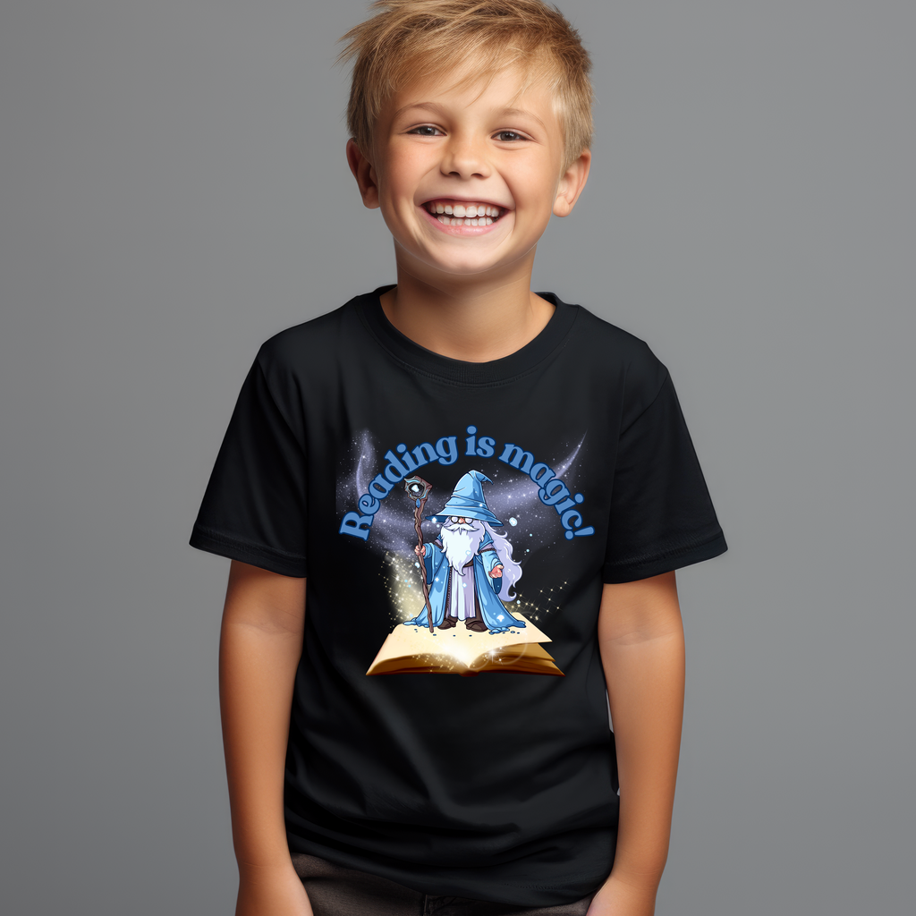 Kid's Book Week - Reading is Magic - Blue Wizard t-shirt