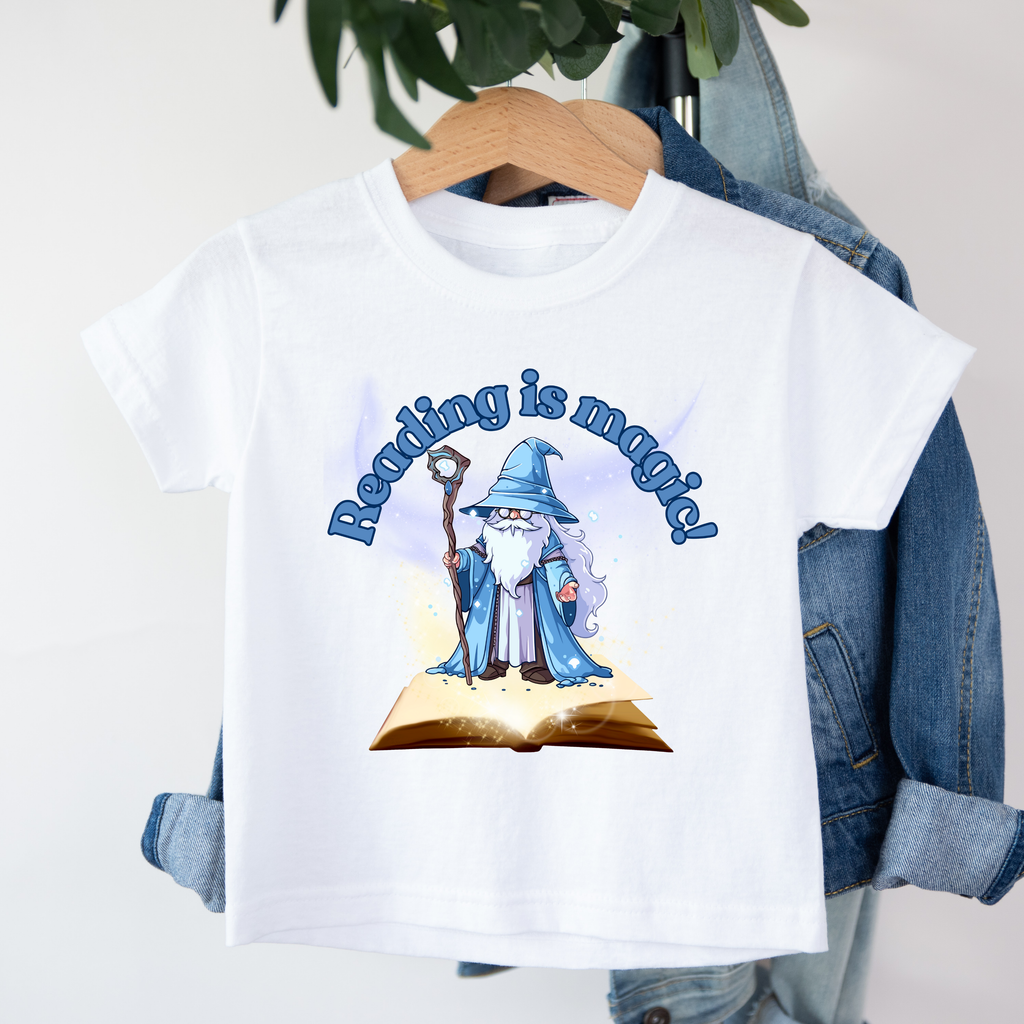 Kid's Book Week - Reading is Magic - Blue Wizard t-shirt