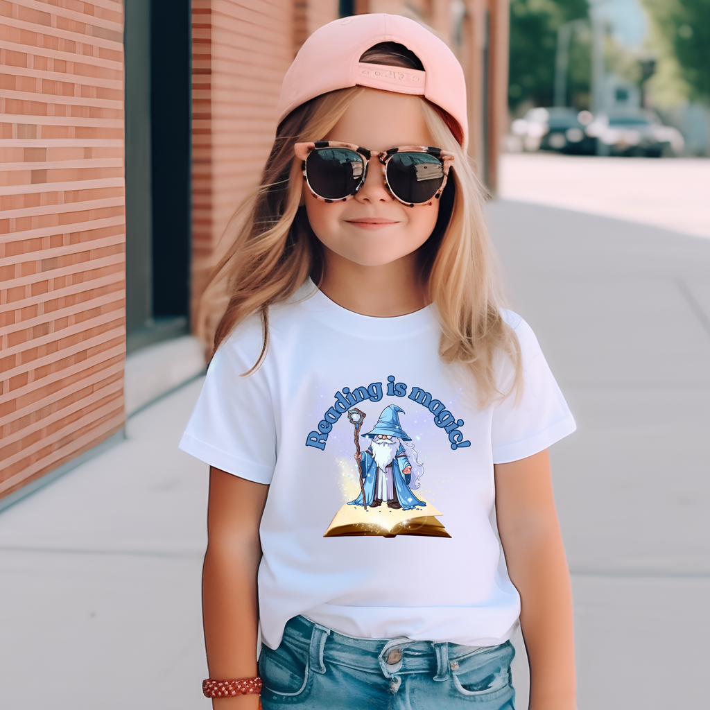 Kid's Book Week - Reading is Magic - Blue Wizard t-shirt