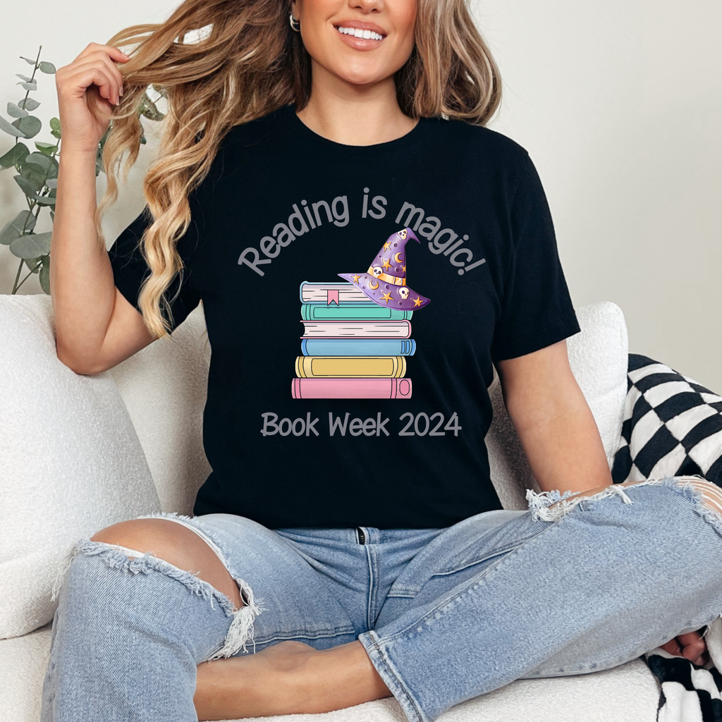 Book Week - Reading is Magic - Magic Books Grey Text Teacher T-shirt