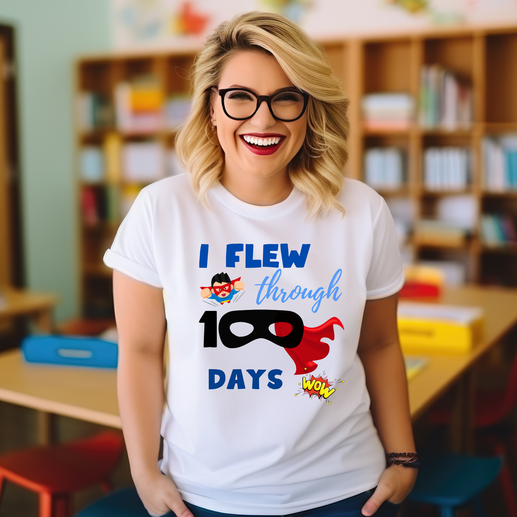 I Flew through 100 Days of School Teacher T-shirt