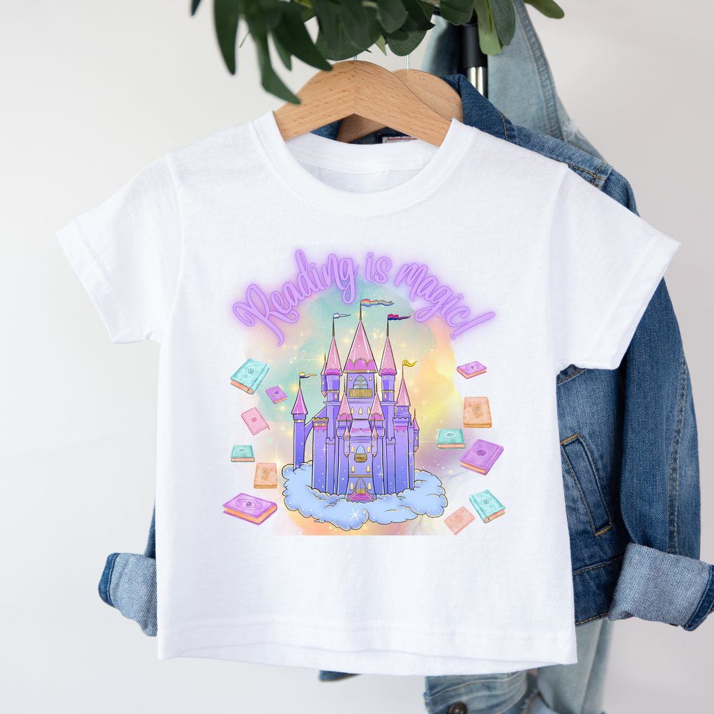 Kid's Book Week - Reading is Magic - Purple Castle t-shirt