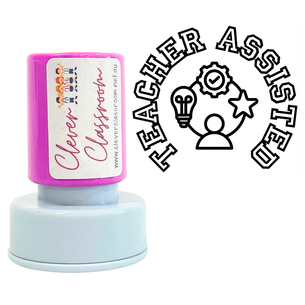 Teacher Assisted Teacher Stamp Self-inking 30mm round