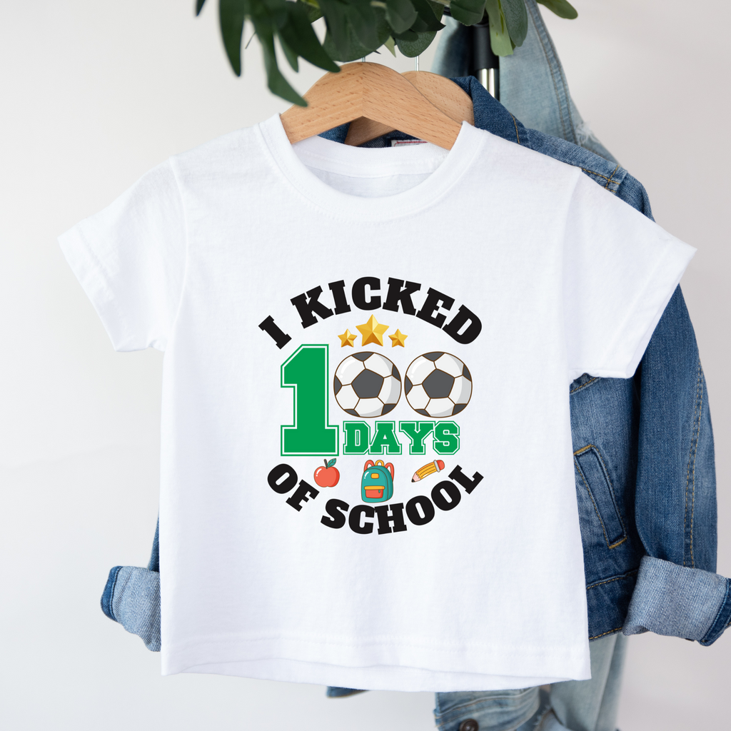 Kid's NEW I Kicked (Soccer) 100 Days of School t-shirt