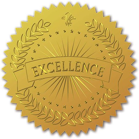 Gold Foil Embossed EXCELLENCE NEW Stickers