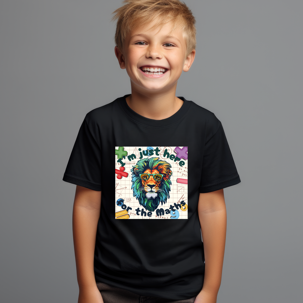 Kid's Maths Day - Lion - I'm here for the Maths t-shirt