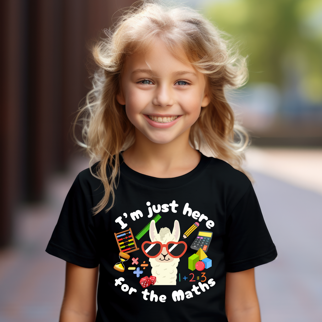 Kid's Maths Day - Llama - I'm here for the Maths t-shirt