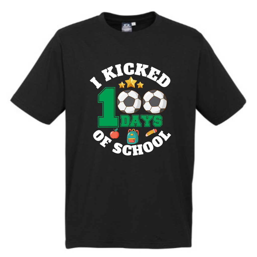 Kid's NEW I Kicked (Soccer) 100 Days of School t-shirt