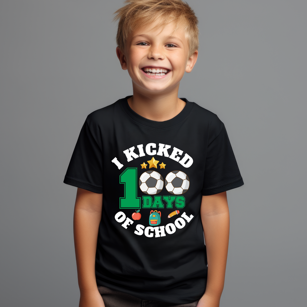 Kid's NEW I Kicked (Soccer) 100 Days of School t-shirt