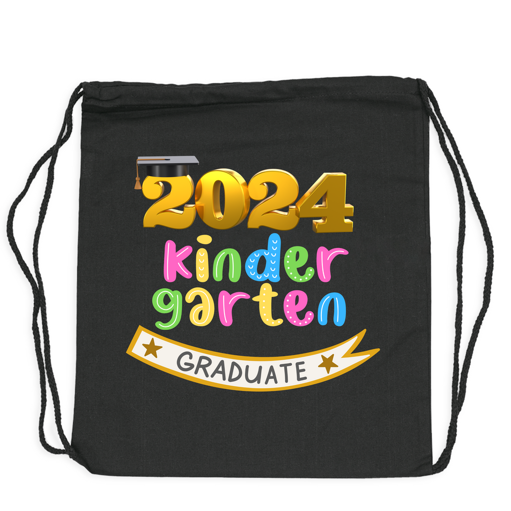 2024 Kindergarten Graduate Black Calico Bag 41 x 35cm with Drawstrings