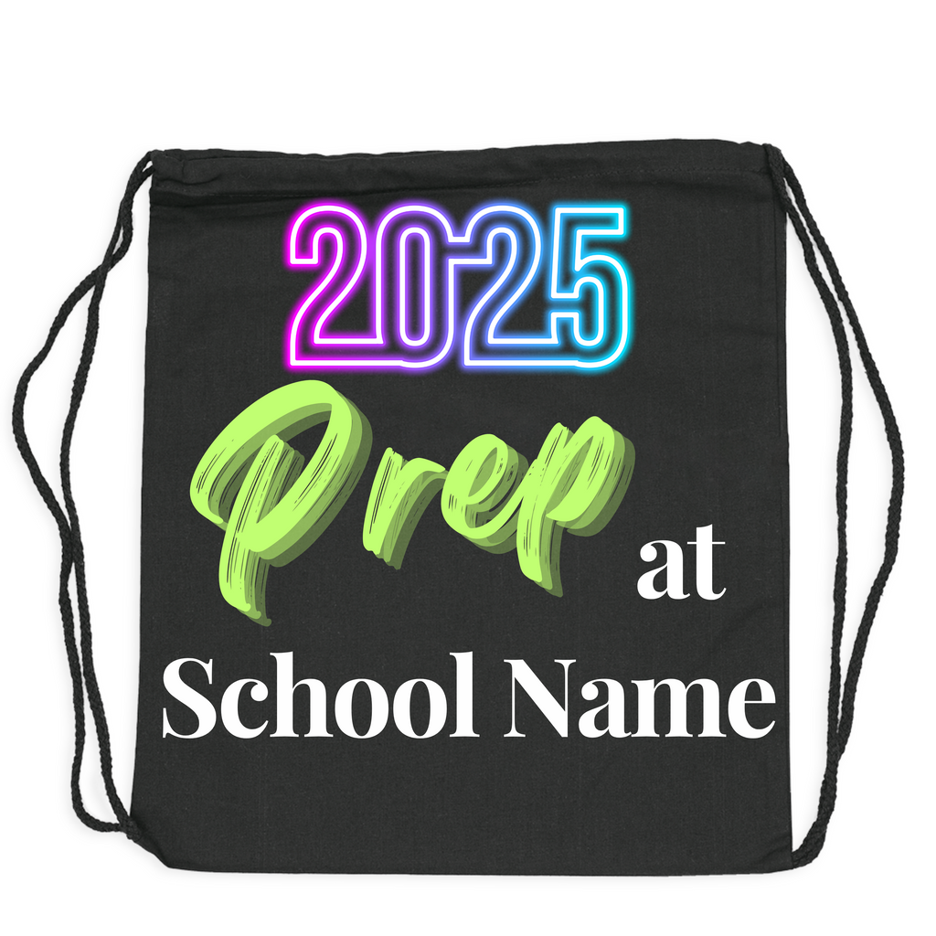 Prep 2025 Black Calico Bag 41 x 35cm with Drawstrings