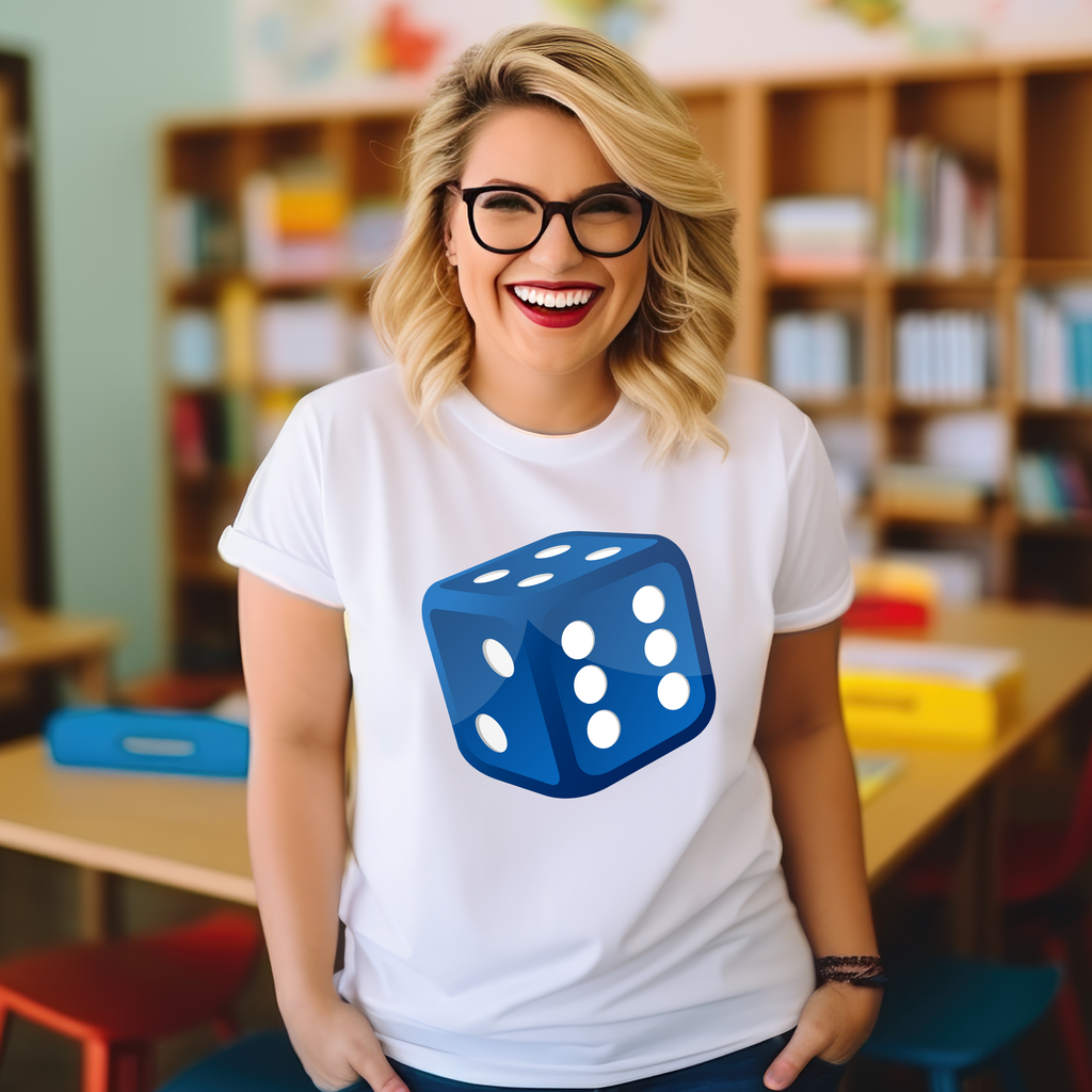 Numeracy Day Maths Day Blue Dice Teacher T-shirt