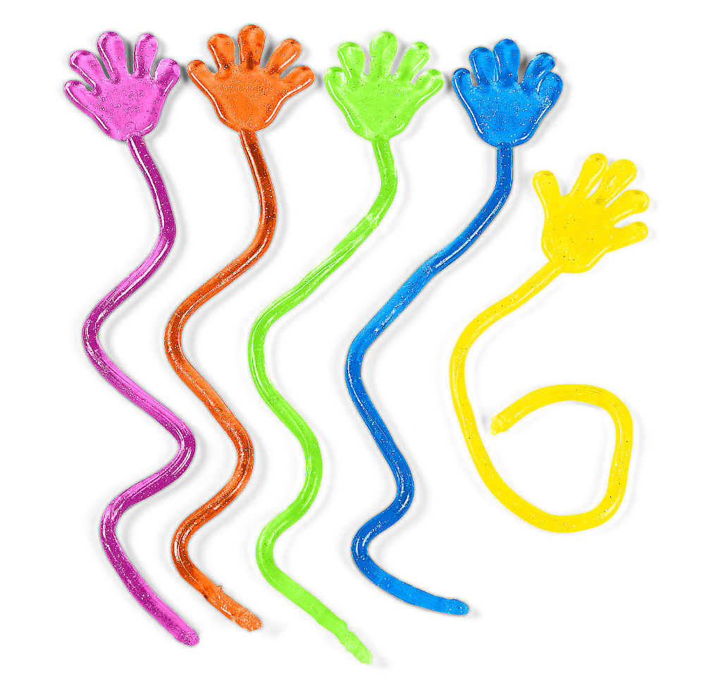 6 Pack Colourful Bright Sticky Hands Slap Hands Stretchy Jelly Toys