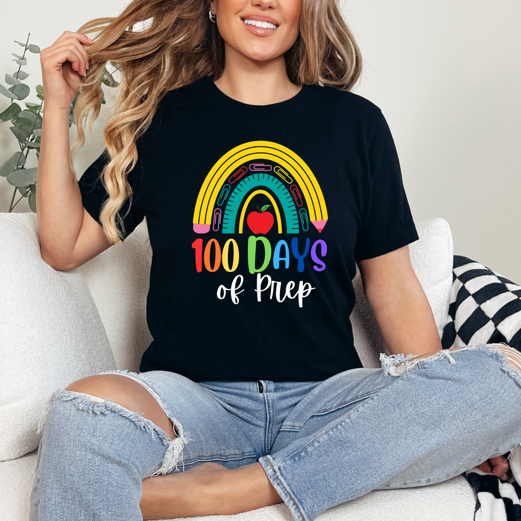 Black 100 Days of Prep Teacher T-shirt