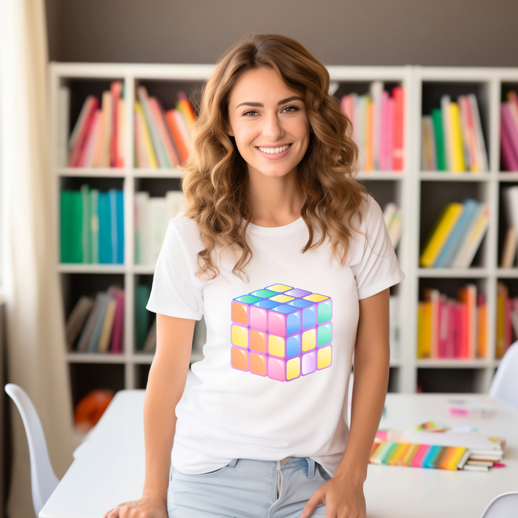 Numeracy Day Maths Day Pastel Rubiks Cube Teacher T-shirt