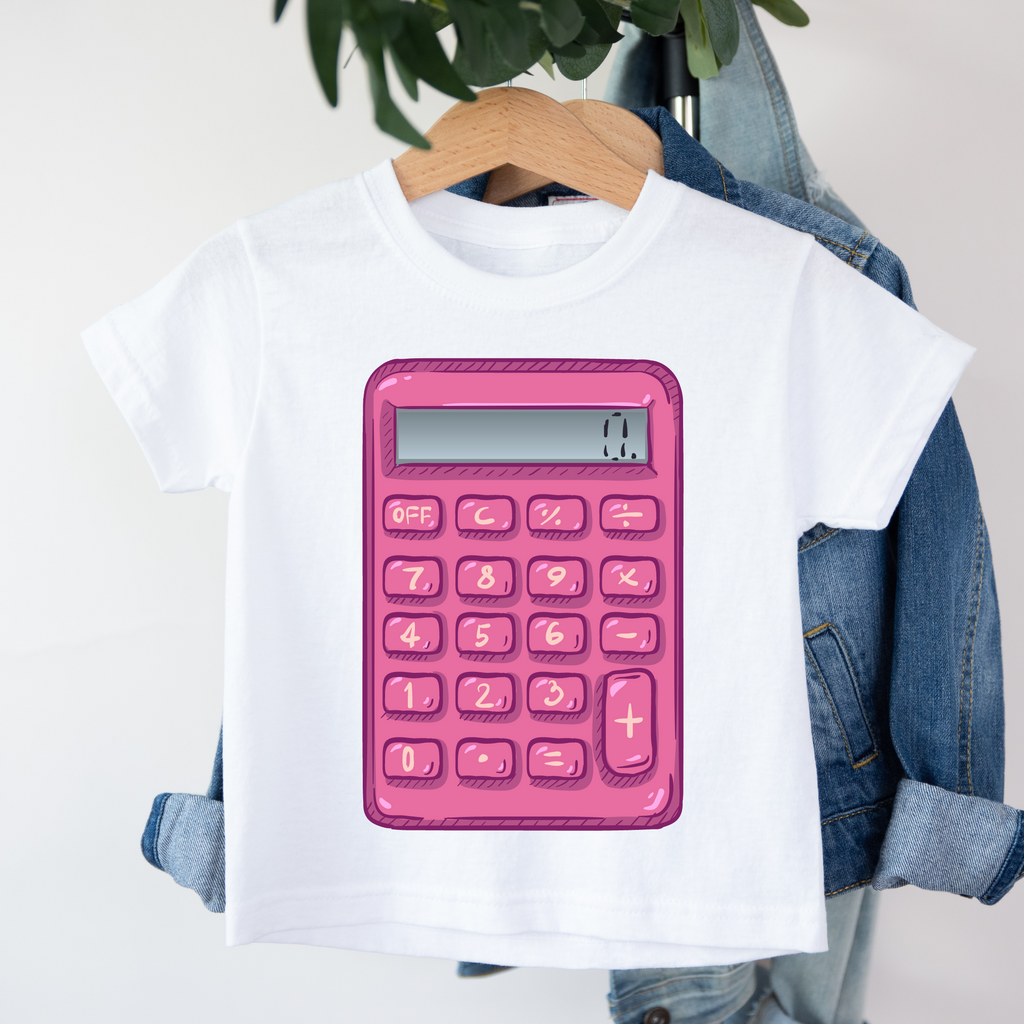 Kid's Maths Day Pink Calculator t-shirt