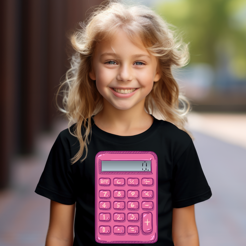 Kid's Maths Day Pink Calculator t-shirt