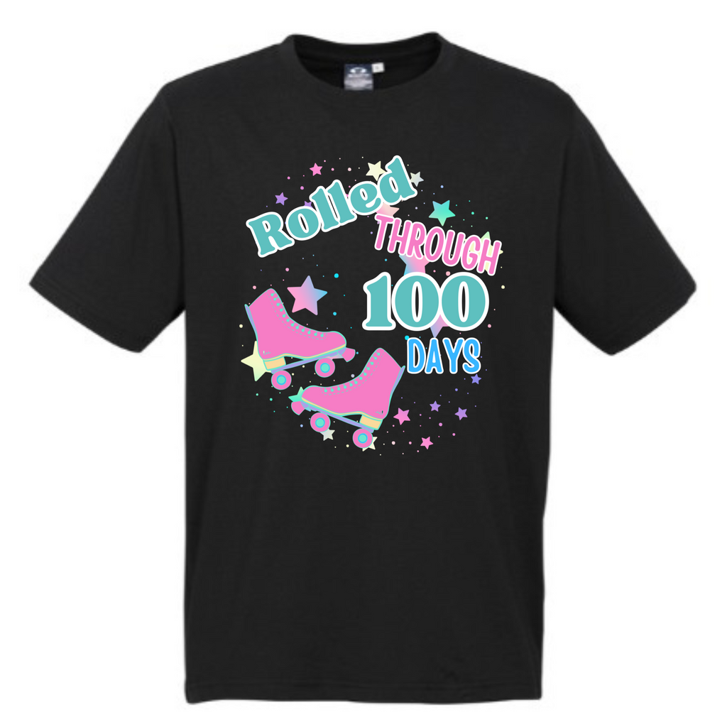 Kid's NEW Roller Skates 100 Days of School t-shirt