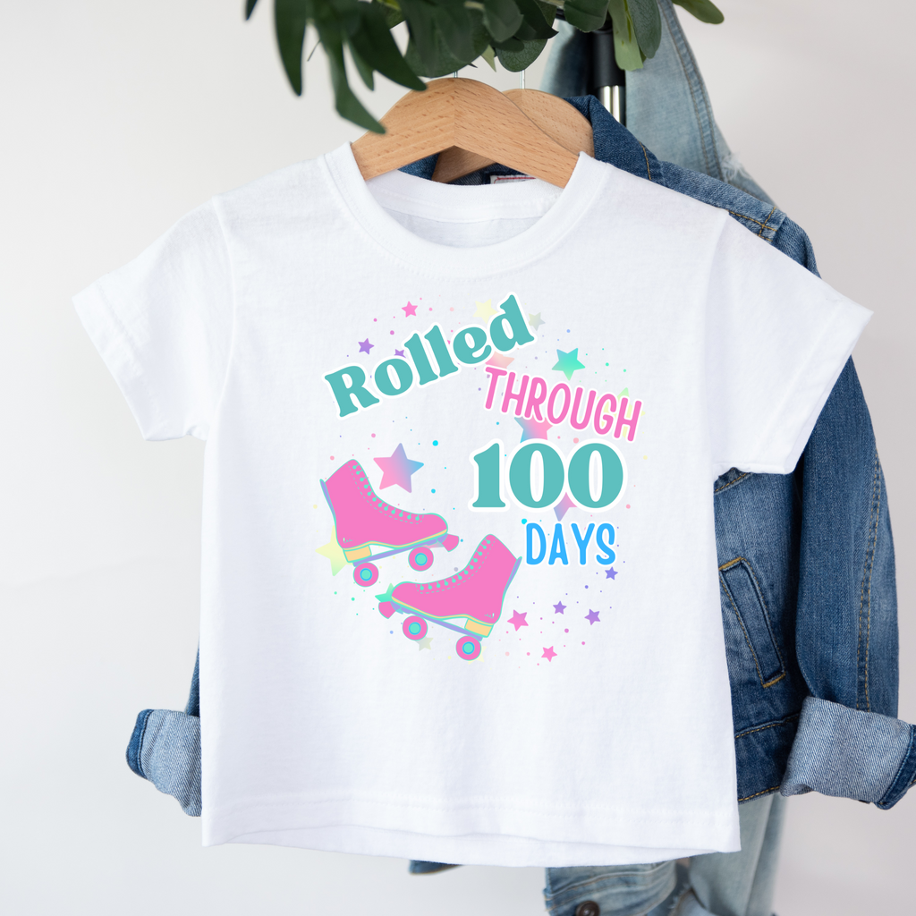 Kid's NEW Roller Skates 100 Days of School t-shirt