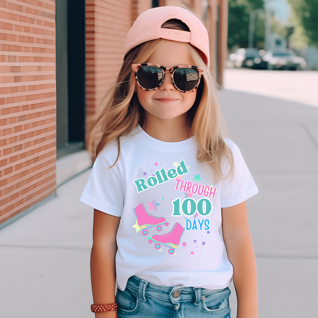 Kid's NEW Roller Skates 100 Days of School t-shirt