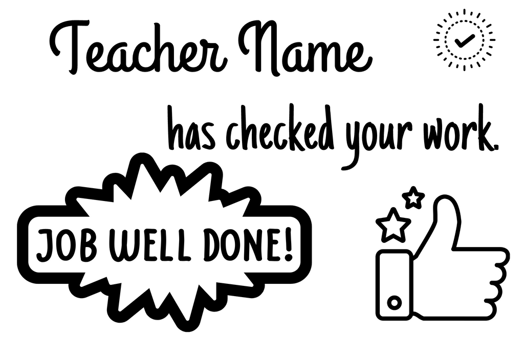 Checked by Well Done Teacher Stamp - Rectangle 43 x 67mm