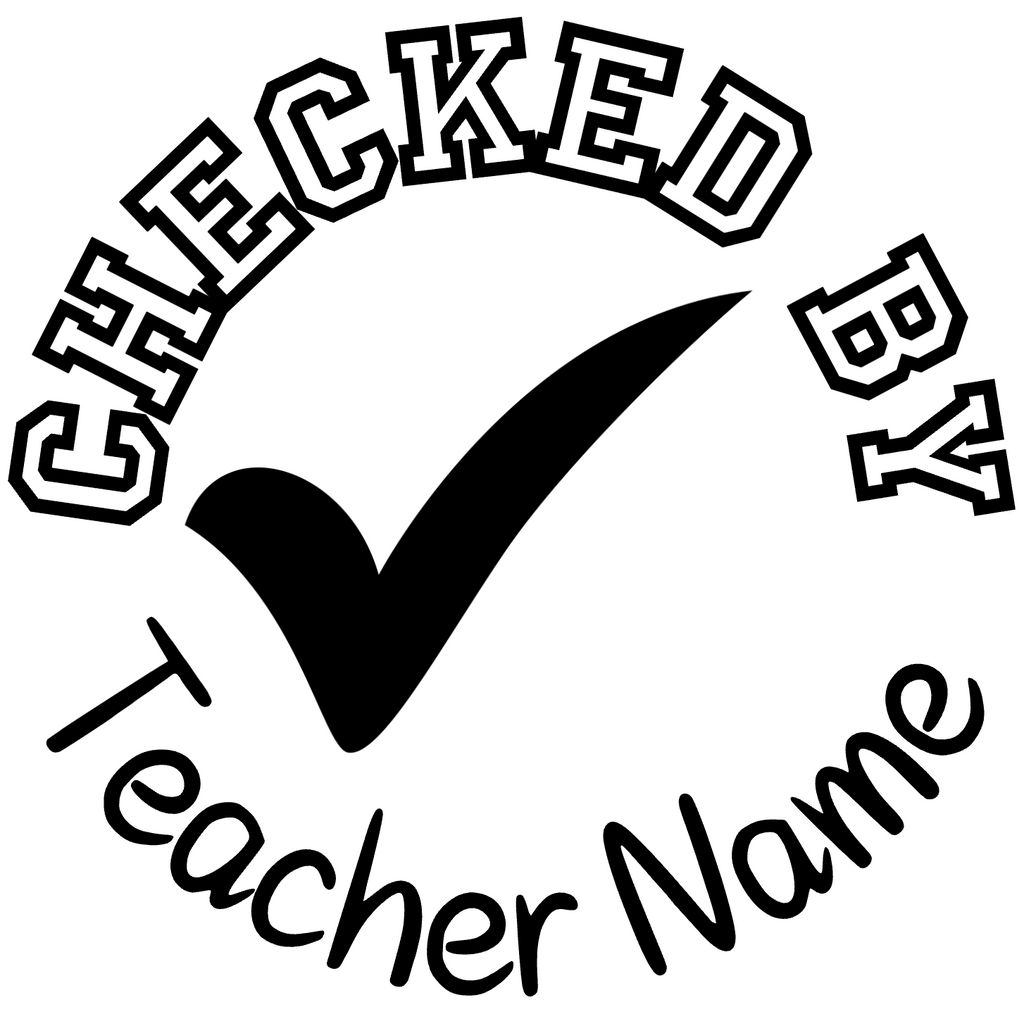 Checked By with Tick Teacher Stamp Self-inking 30mm round