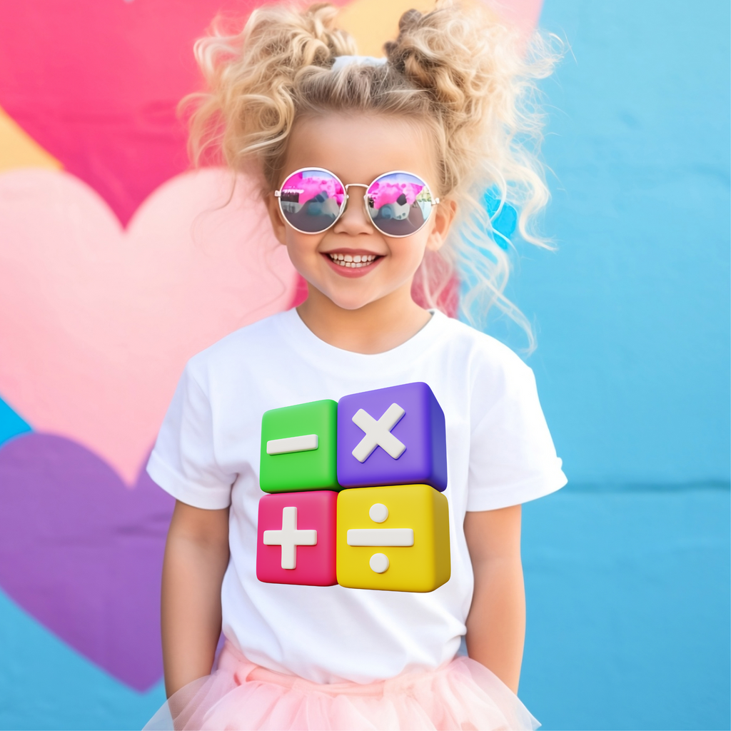 Kid's Maths Day Symbol Cubes t-shirt