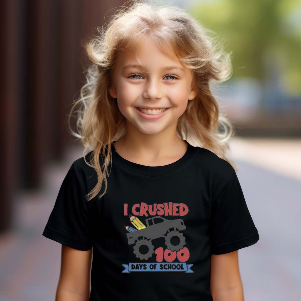 Kid's I crushed Truck 100 Days t-shirt