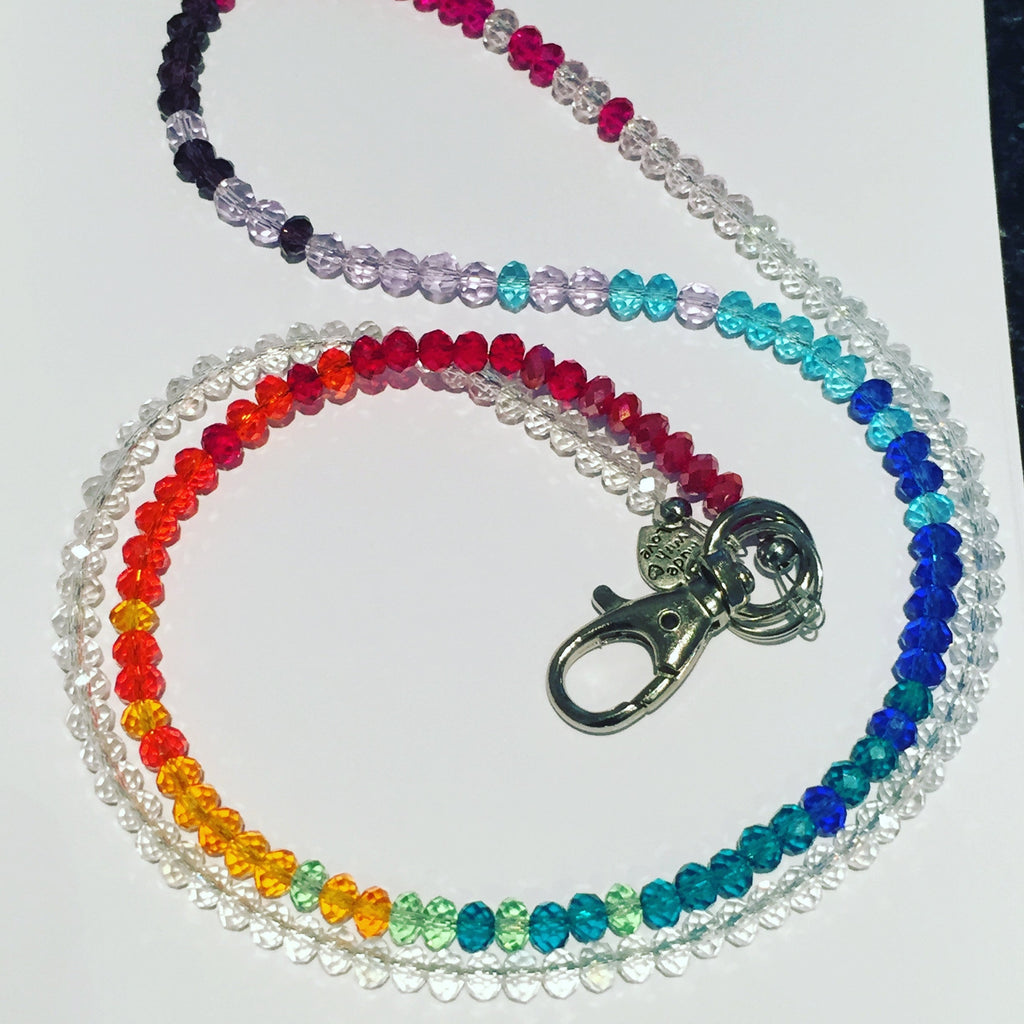 Rainbow Bling Lanyard - Crystal Lanyard - Hand made to order - can be customised to suit