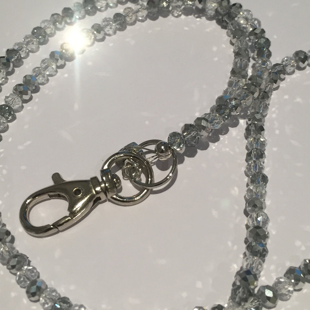 Silver and Clear Bling Lanyard - Swarovski Crystal Lanyard - Hand made to order - can be customised