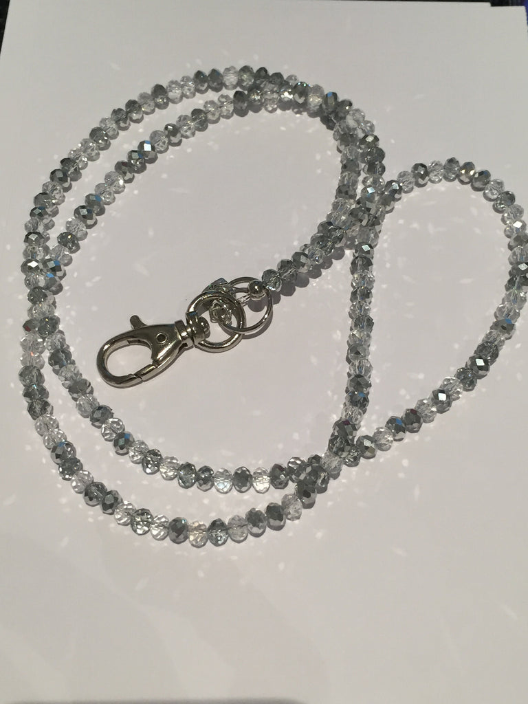 Silver and Clear Bling Lanyard - Swarovski Crystal Lanyard - Hand made to order - can be customised