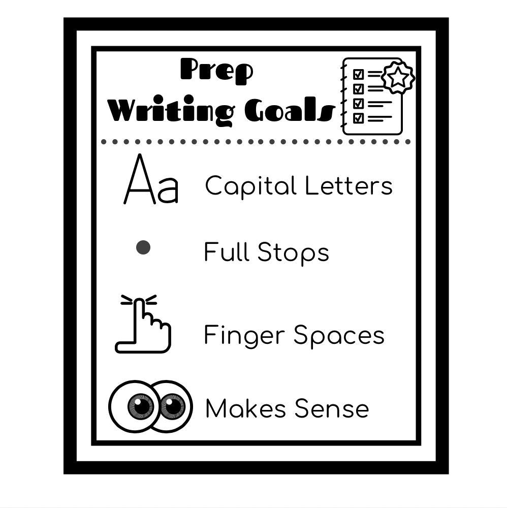 Prep Writing Goals Personalised Stamp Self Inking Your choice of colour