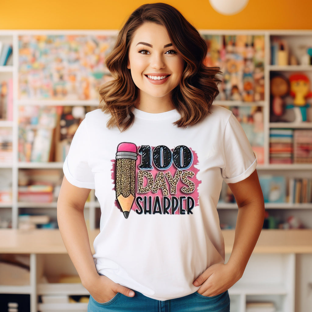 Teacher T-shirt - 100 Days Sharper - Pencil