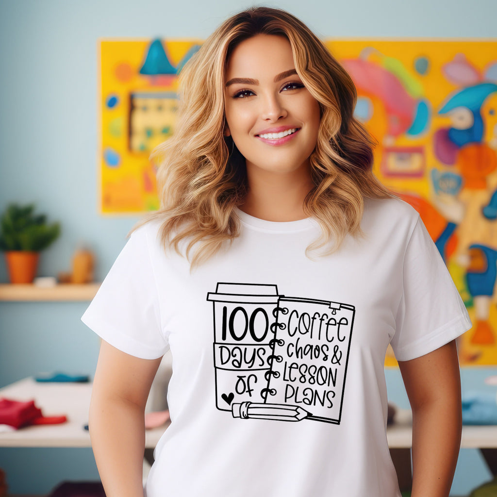 Teacher T-shirt - 100 Days - Coffee