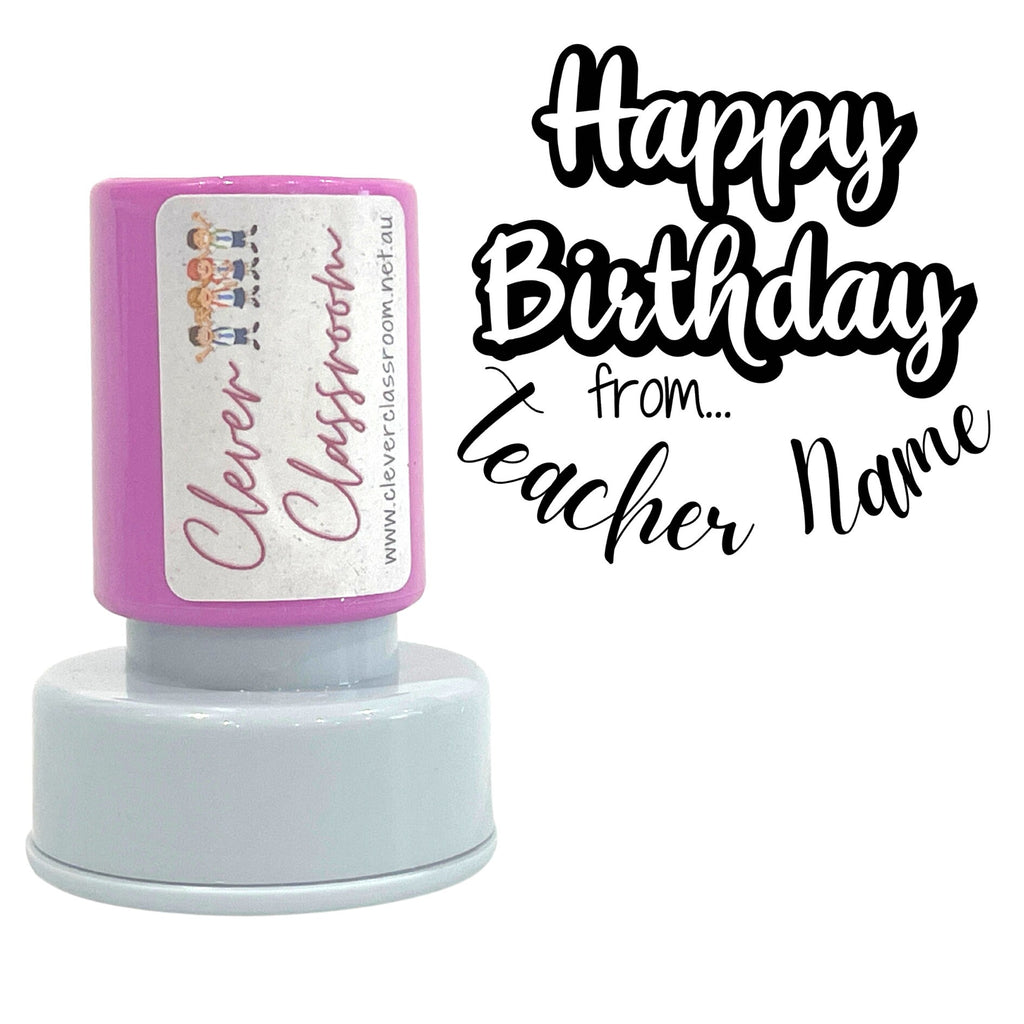 Happy Birthday Personalised Teacher Stamp Self Inking Your choice of colours