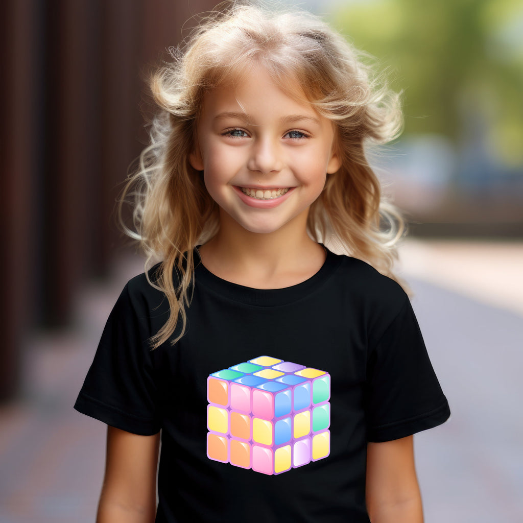 Kid's T-shirt - Maths Days - Pastel  Cube - Black or White