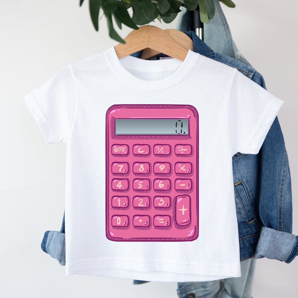 Kid's T-shirt - Maths Days - Pink Calculator - Black or White