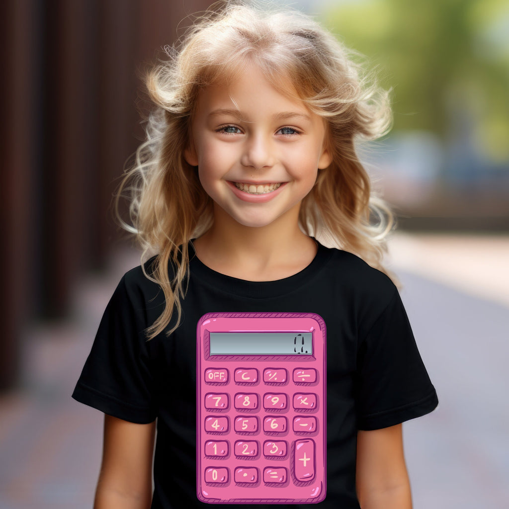 Kid's T-shirt - Maths Days - Pink Calculator - Black or White