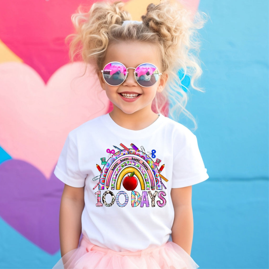 Kid's T-shirt - 100 Days Boho Rainbow - Black or White