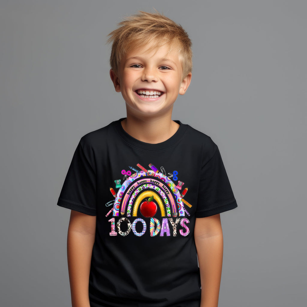 Kid's T-shirt - 100 Days Boho Rainbow - Black or White